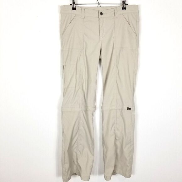 PrAna Women’s Monarch Convertible Hiking Outdoor Pants Sz 12 Khaki Tan - Picture 1 of 8